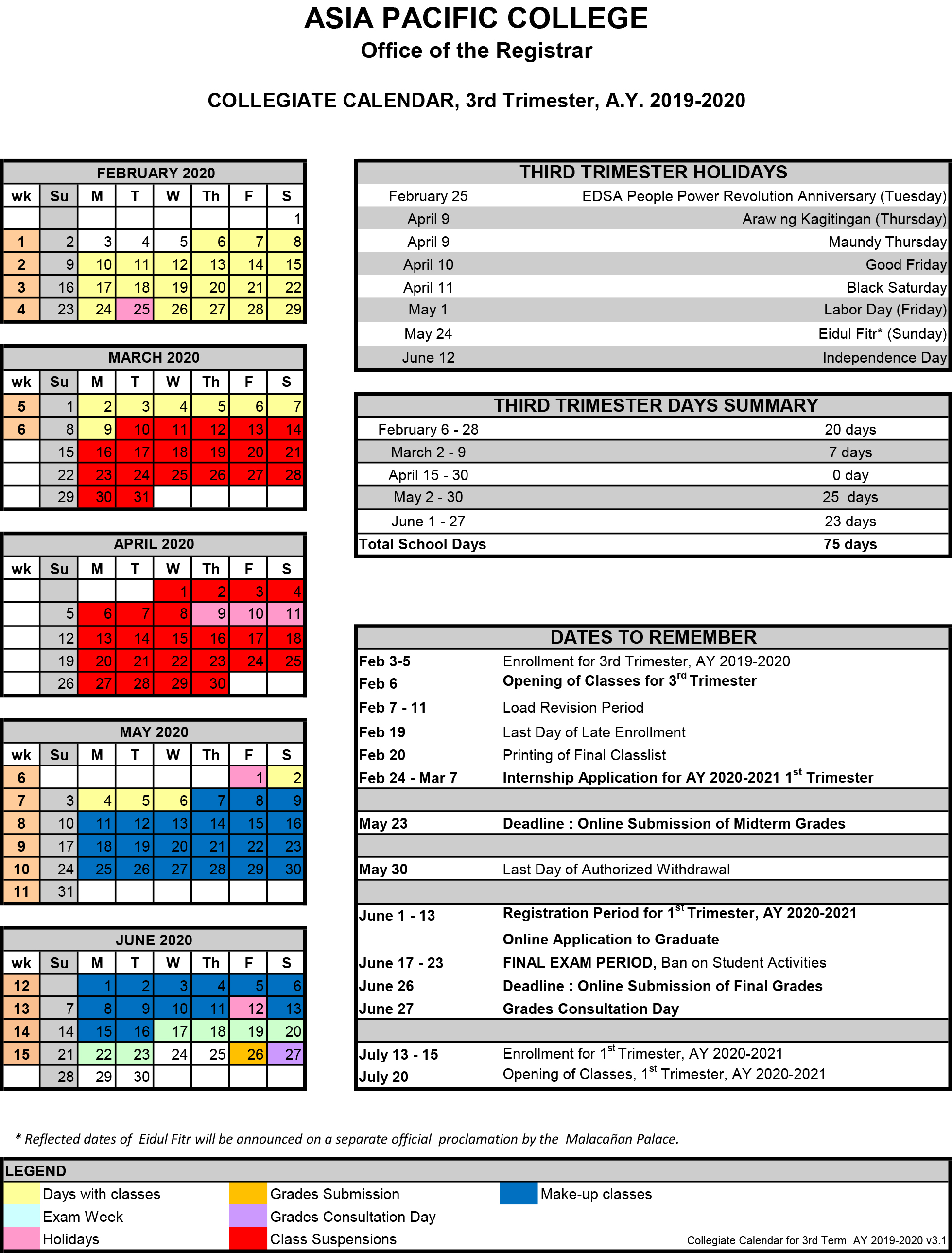 Term 3 Collegiate Calendar_as of 04-20-2020