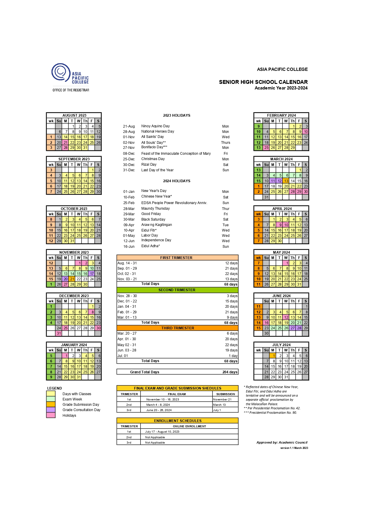 APC Senior High School Calendar 2023-24 v1.1._page-0001