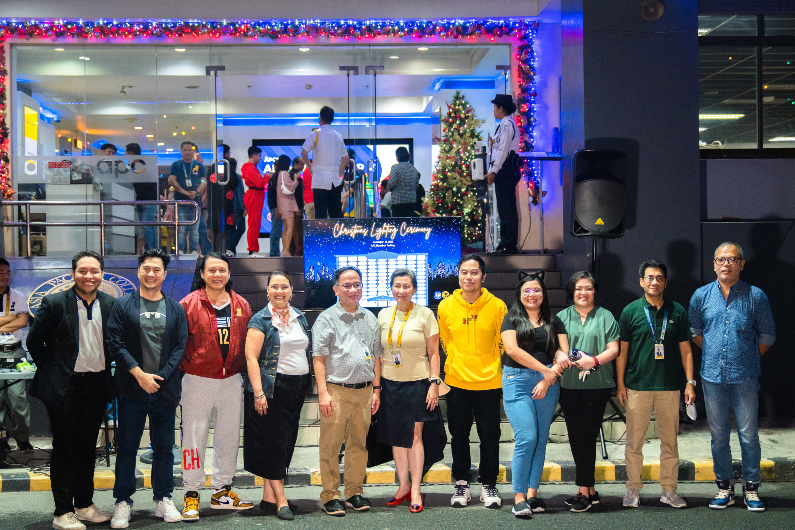 Administrators and Executive Directors of Asia Pacific College pose for a photograph together along with APC President Teresita Medado during the annual Christmas Lighting Ceremony at APC’s parking lot held last December 15, 2023. Photo by Johann Avery Marcalas