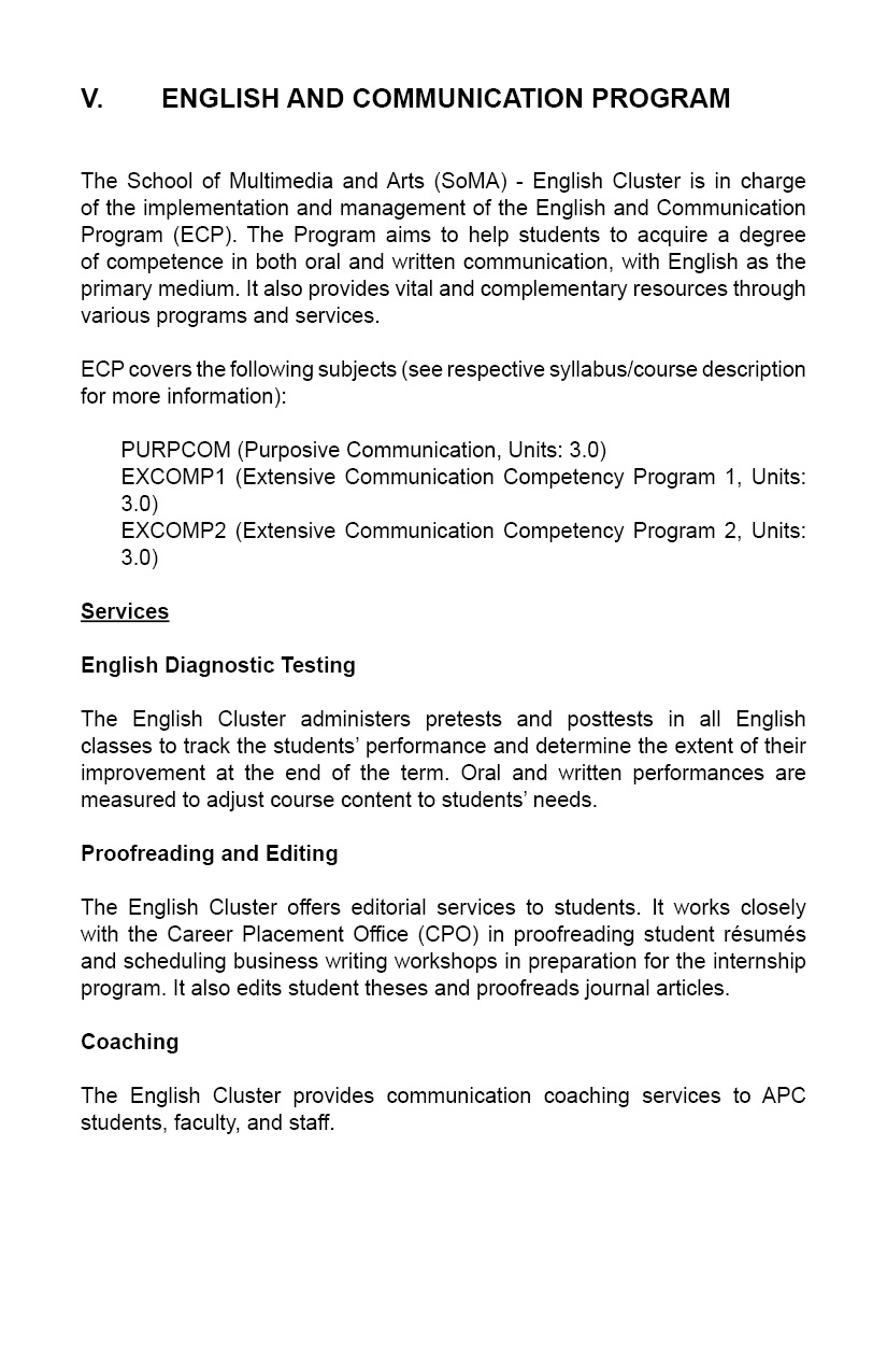 English and Communication Program Asia Pacific College