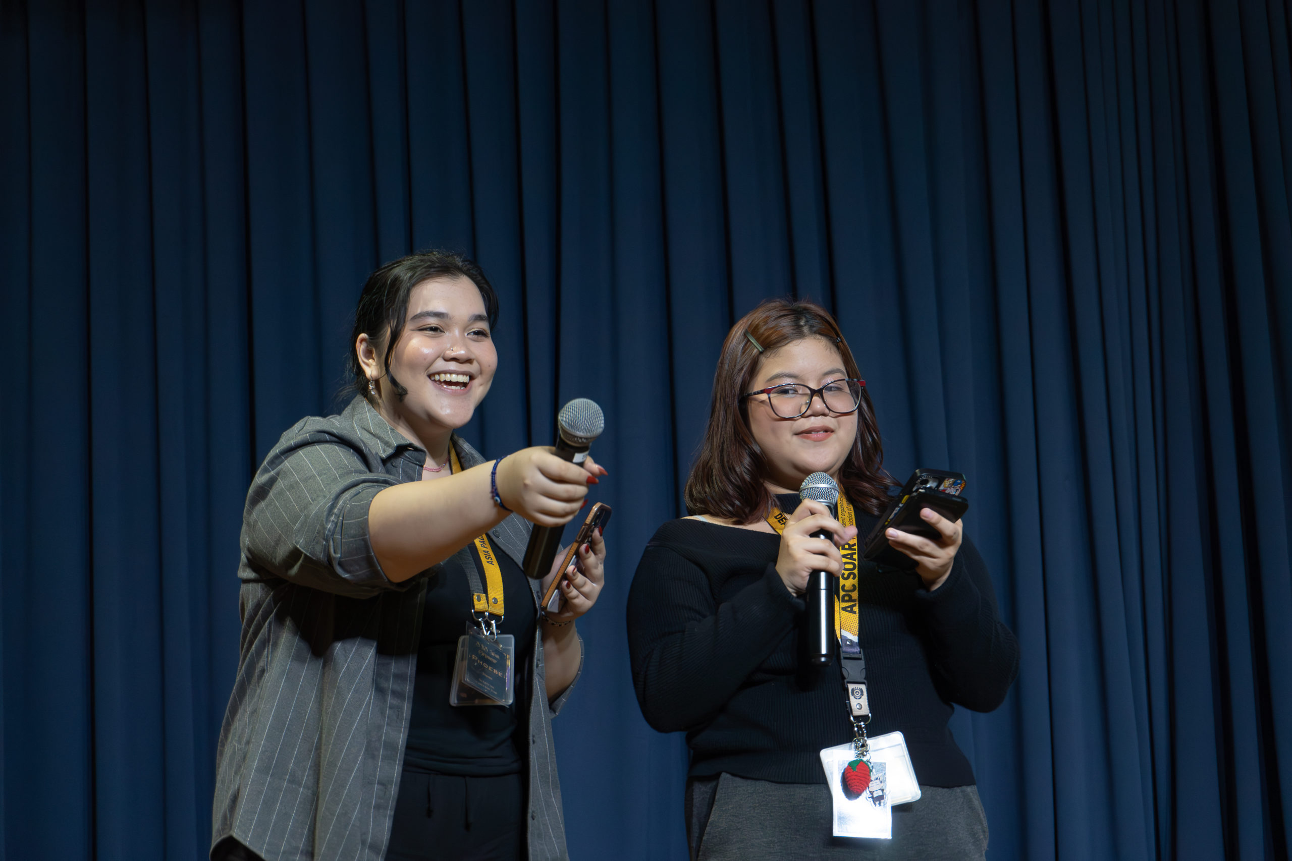 SHS Students Phoebe Tolentino and Eloisa Domingo welcome the audience during the Senior High School Week's opening ceremony held last May 20-24, 2024. Photo by Johann Avery Marcalas