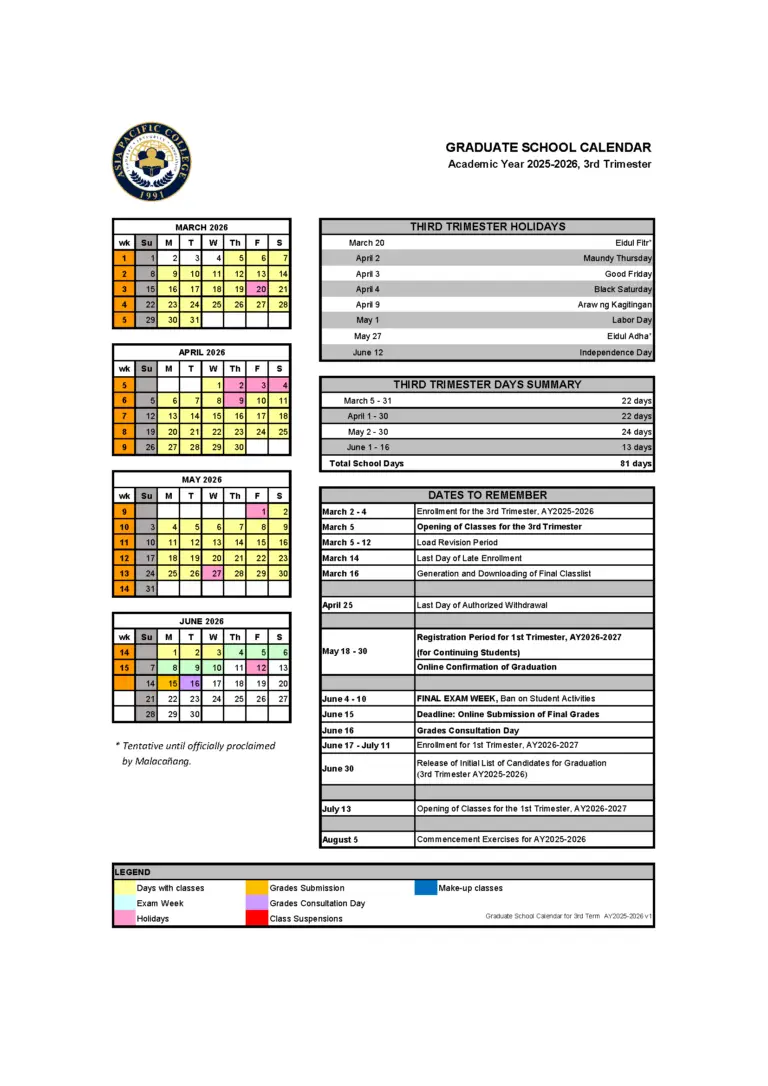 Term 3 Calendar (AY2025-26) - Graduate School v1