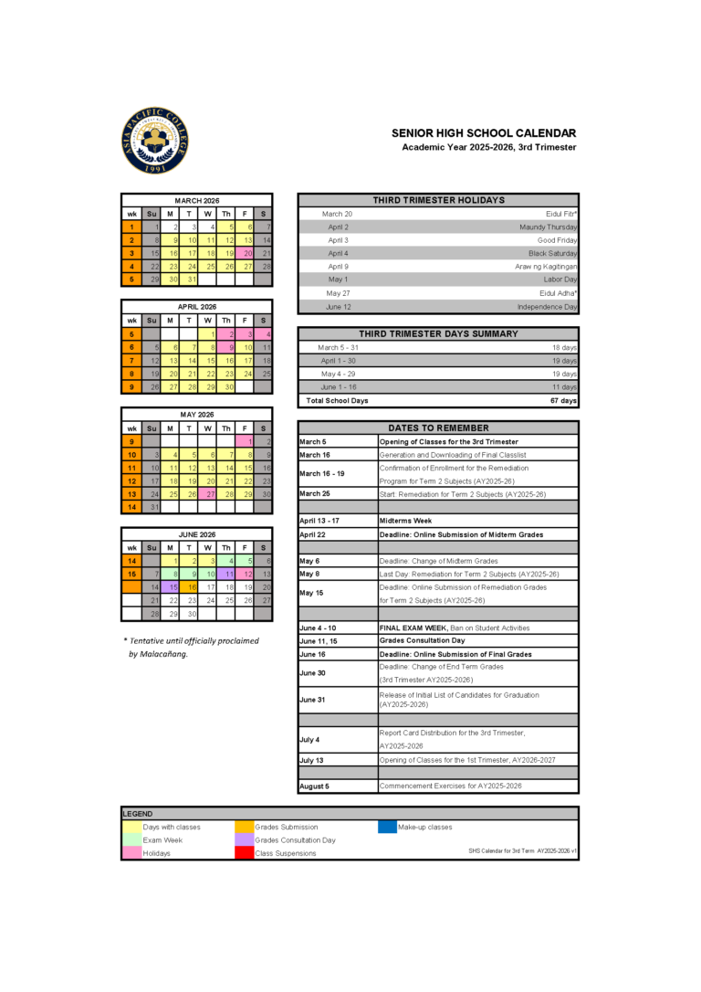 Term 3 Calendar (AY2025-26) - Senior High School v1